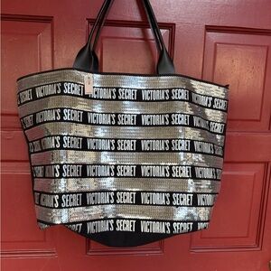 Victoria's Secret Black and Silver Sequin Tote